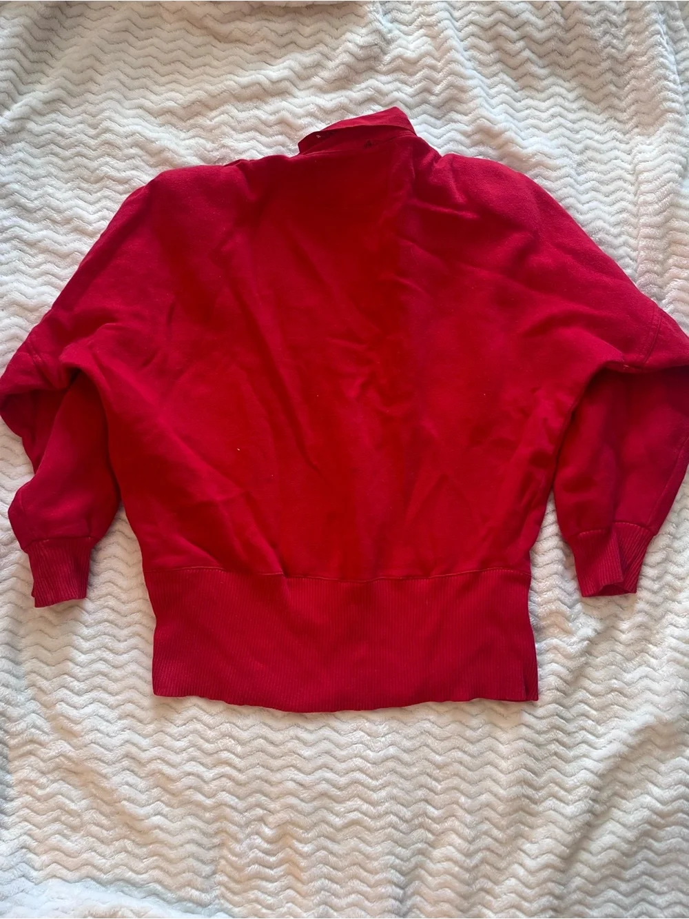 Vintage Women's Red Button-Pocket Pullover Top